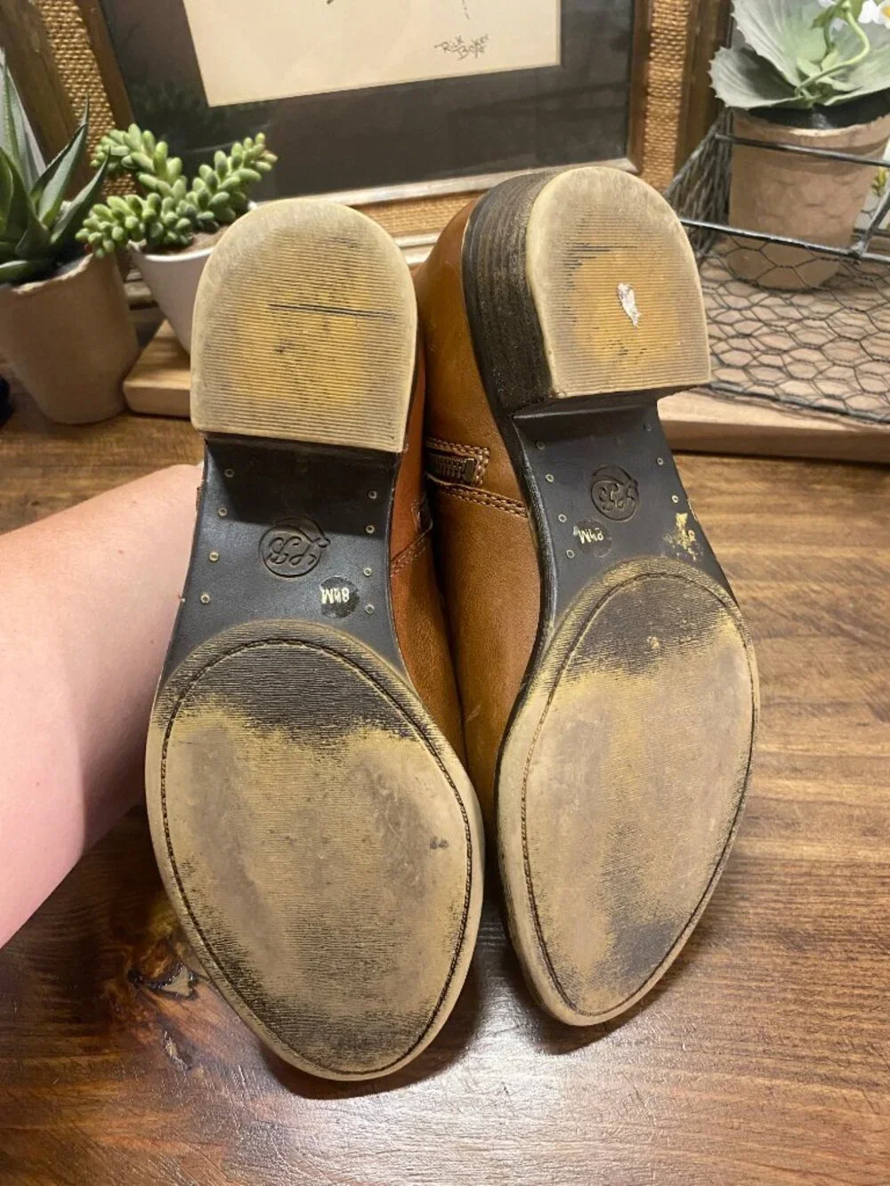 LUCKY BRAND Basel Ankle Boots - Distressed Brown Leather Boots - Womens Size 8.5